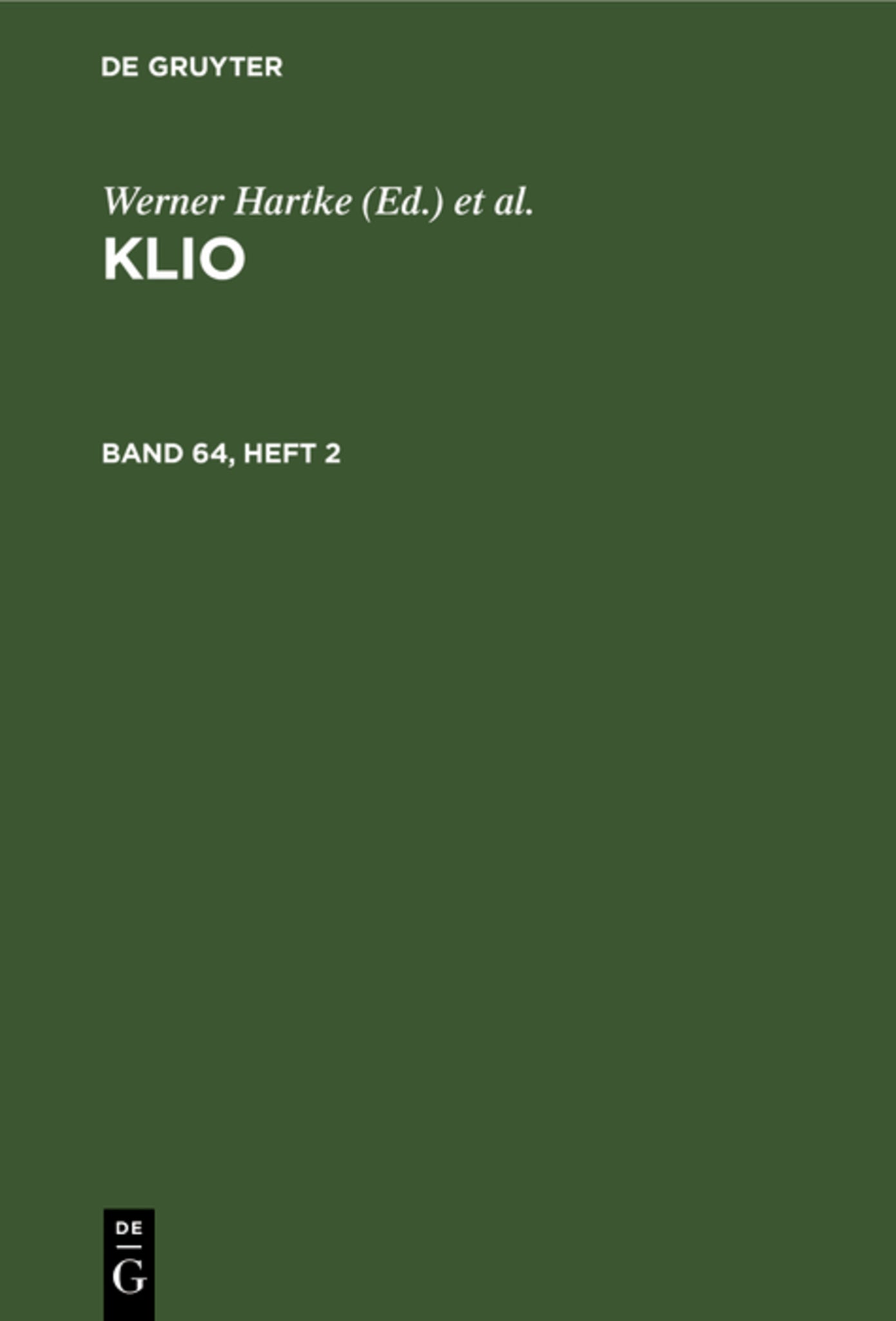 Klio. Band 64, Heft 2
